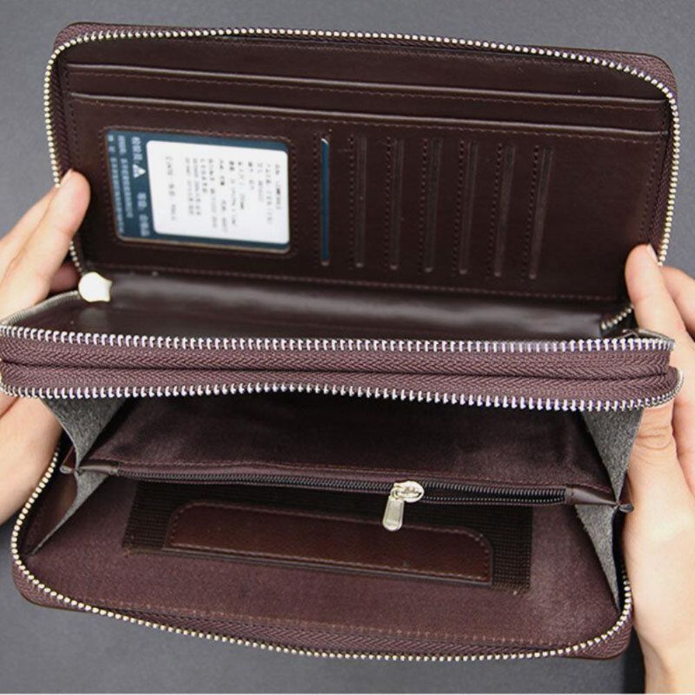 Herren Kunstleder Große Kapazität Business 5.8 Zoll Handy Clutch Wallet Multi-Slot Card Holder Wallet