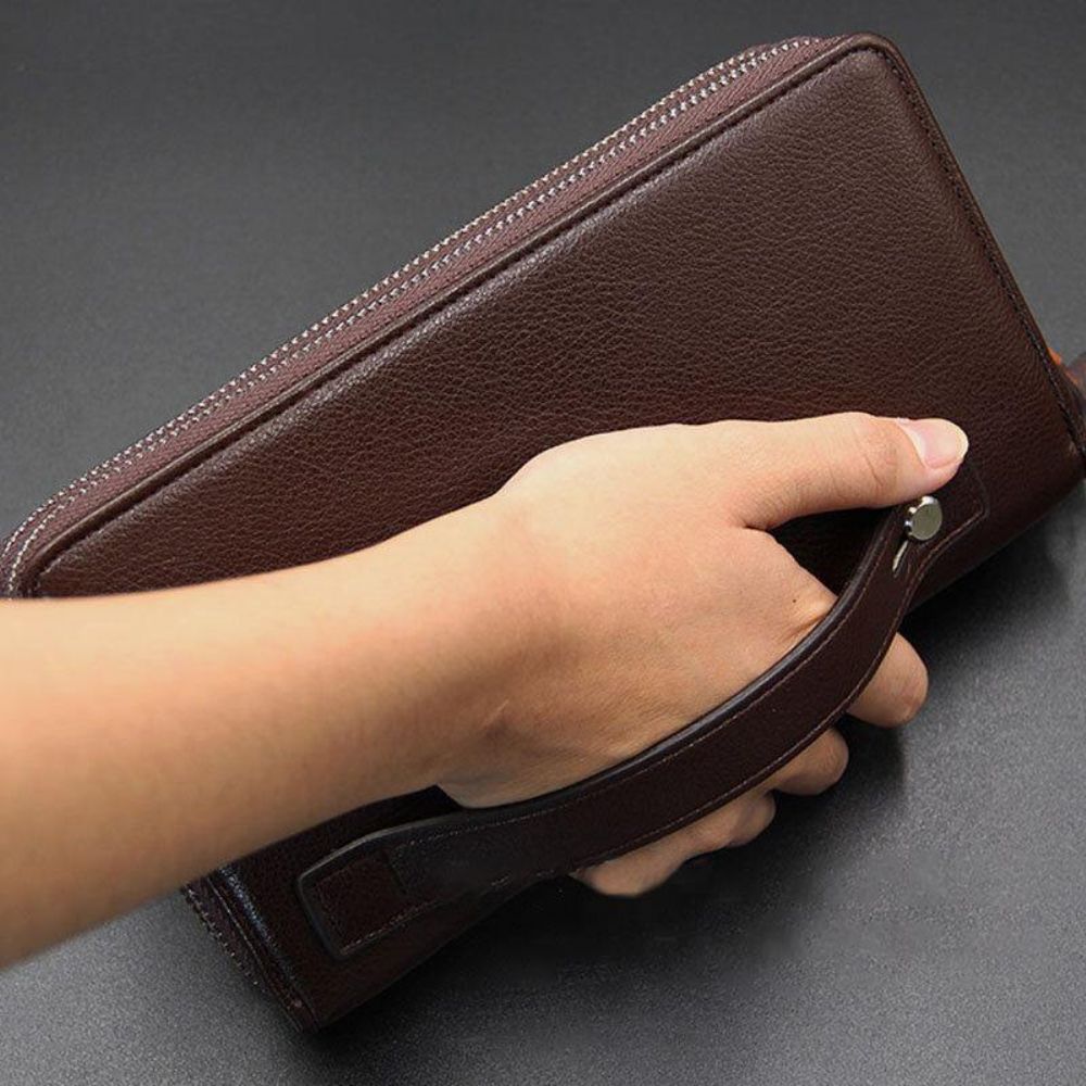 Herren Kunstleder Große Kapazität Business 5.8 Zoll Handy Clutch Wallet Multi-Slot Card Holder Wallet