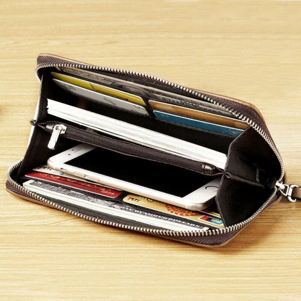 Herren Kunstleder Multi-Slots Retro Business Große Kapazität 5.5 Zoll Handytasche Kupplung Geldbörse Kartenhalter Brieftasche