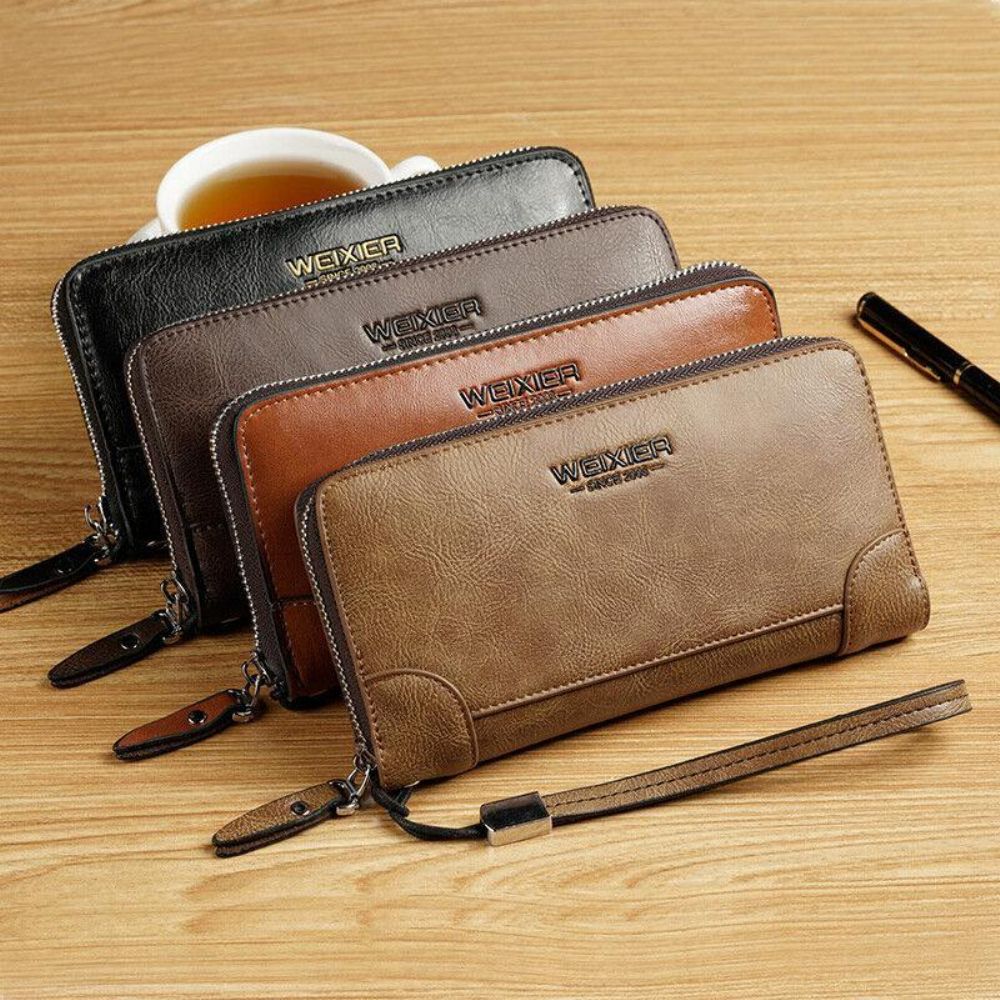 Herren Kunstleder Multi-Slots Retro Business Große Kapazität 5.5 Zoll Handytasche Kupplung Geldbörse Kartenhalter Brieftasche