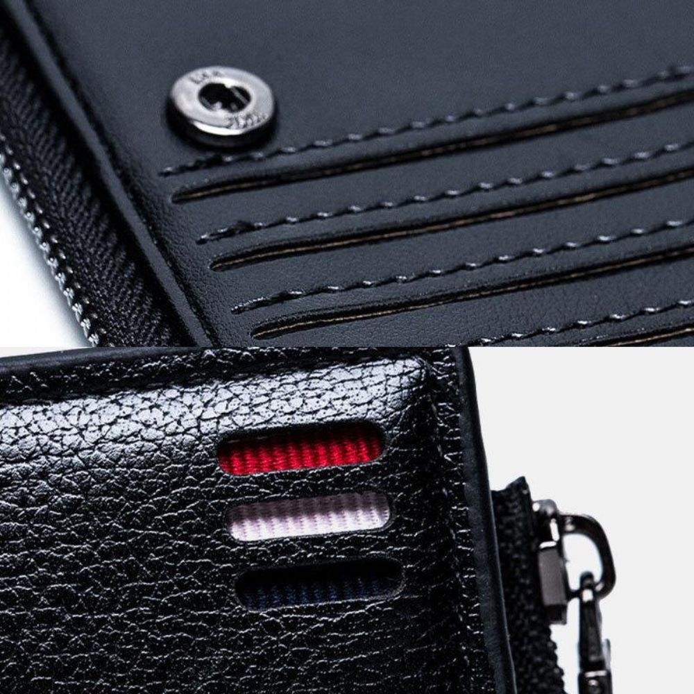 Herren Kunstleder Retro Business Multi-Slot Hand Carry Card Holder Wallet Clutch Geldbörse