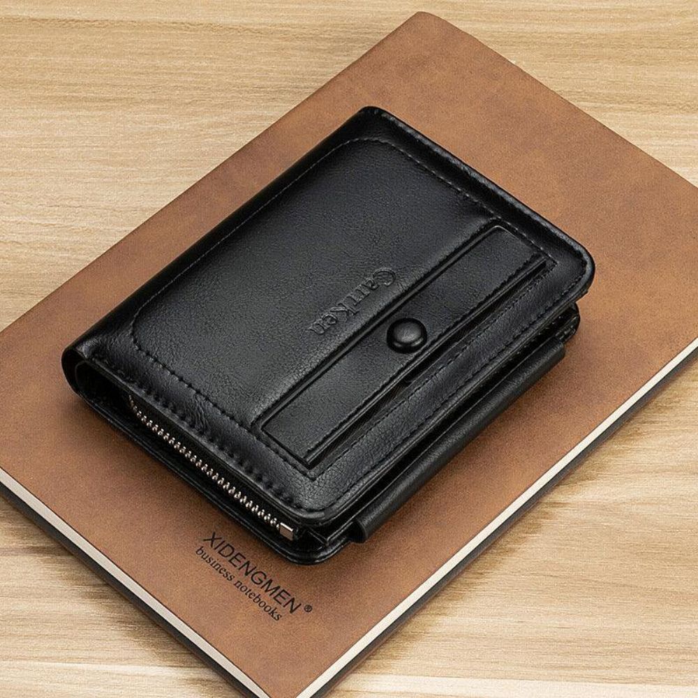 Herren Kunstleder Retro Business Trifold Multi-Slot Kartenhalter Geldbörse