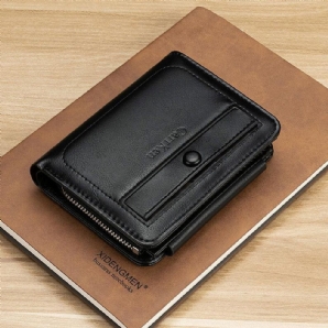 Herren Kunstleder Retro Business Trifold Multi-Slot Kartenhalter Geldbörse