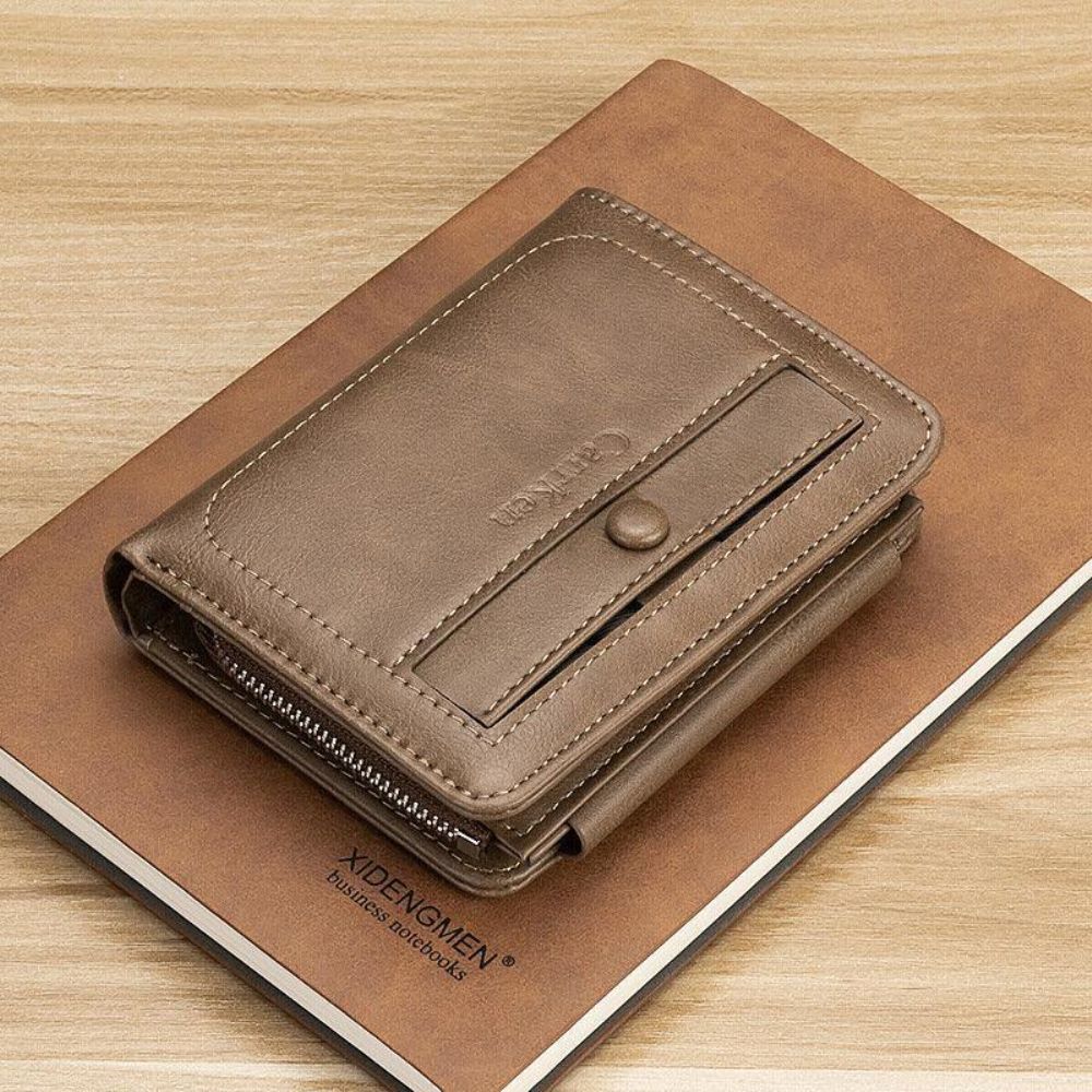 Herren Kunstleder Retro Business Trifold Multi-Slot Kartenhalter Geldbörse