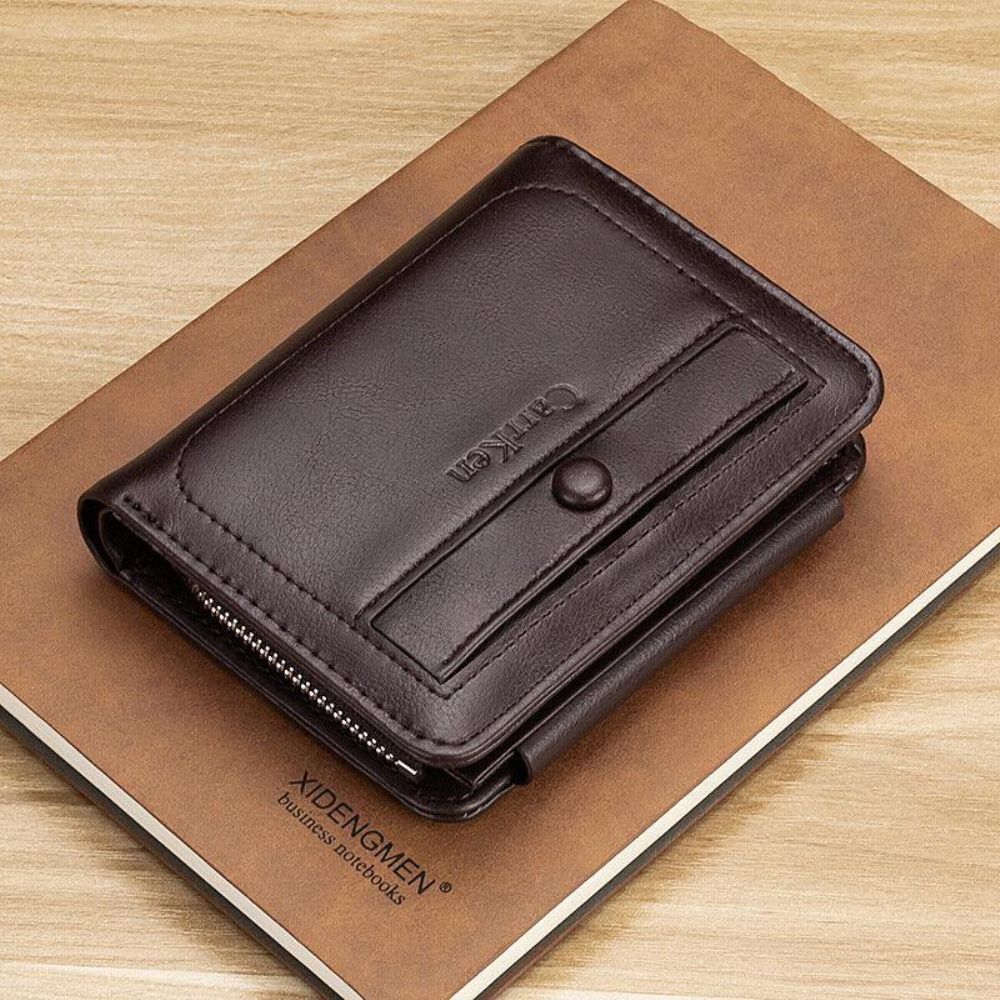 Herren Kunstleder Retro Business Trifold Multi-Slot Kartenhalter Geldbörse