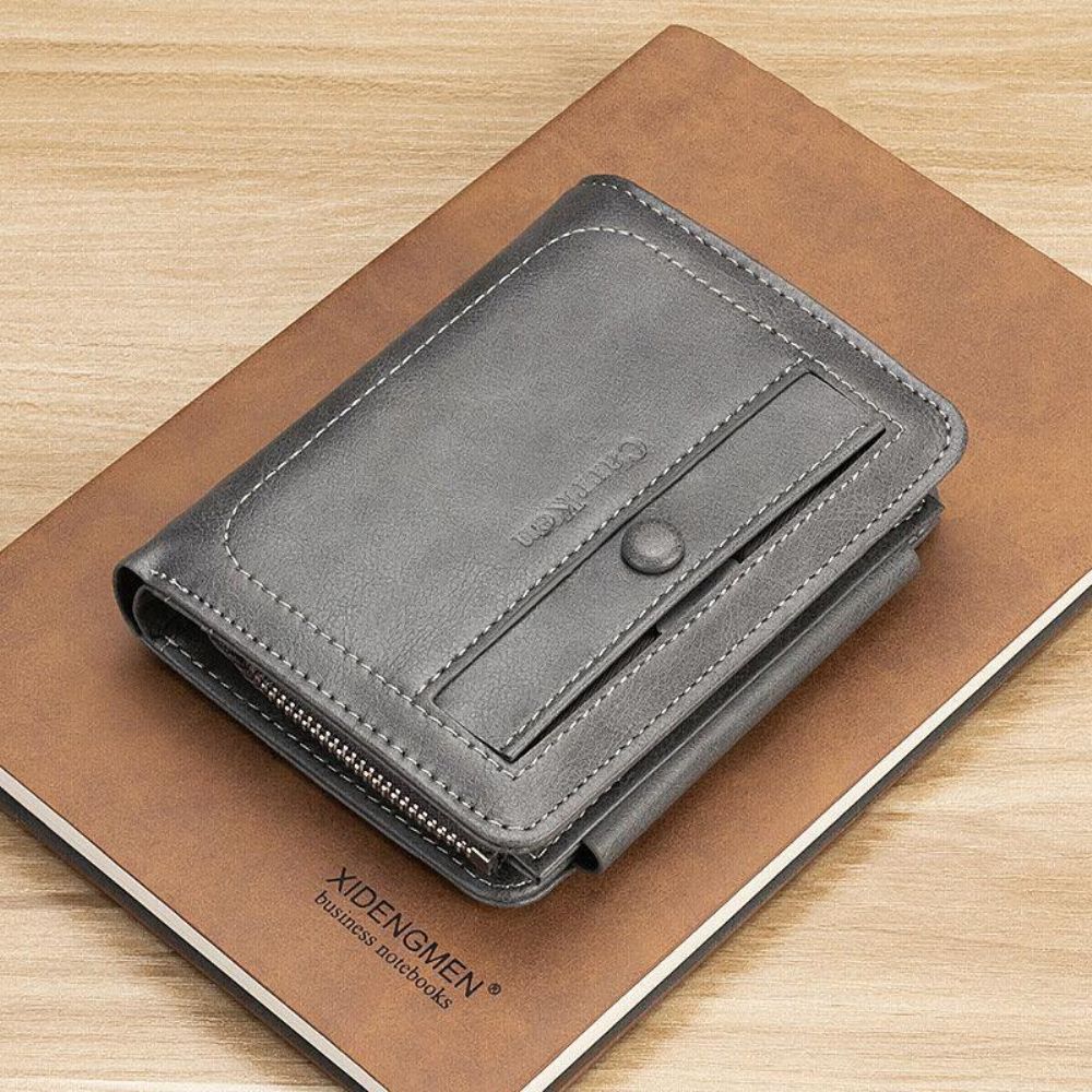 Herren Kunstleder Retro Business Trifold Multi-Slot Kartenhalter Geldbörse