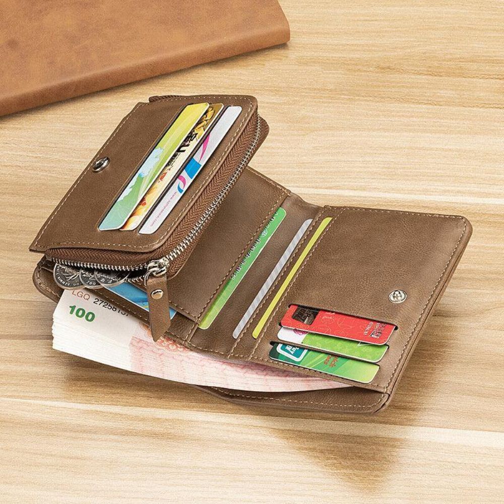 Herren Kunstleder Retro Business Trifold Multi-Slot Kartenhalter Geldbörse