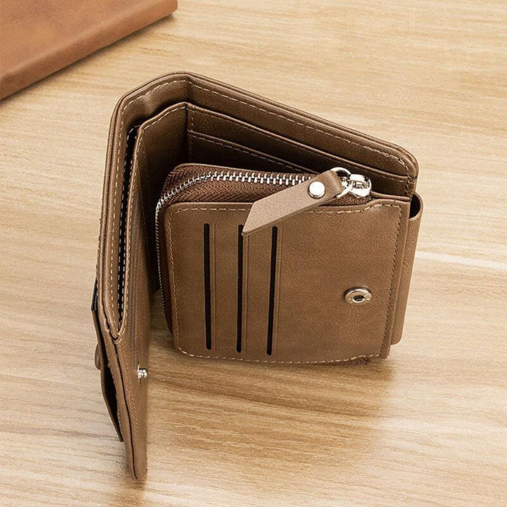 Herren Kunstleder Retro Business Trifold Multi-Slot Kartenhalter Geldbörse