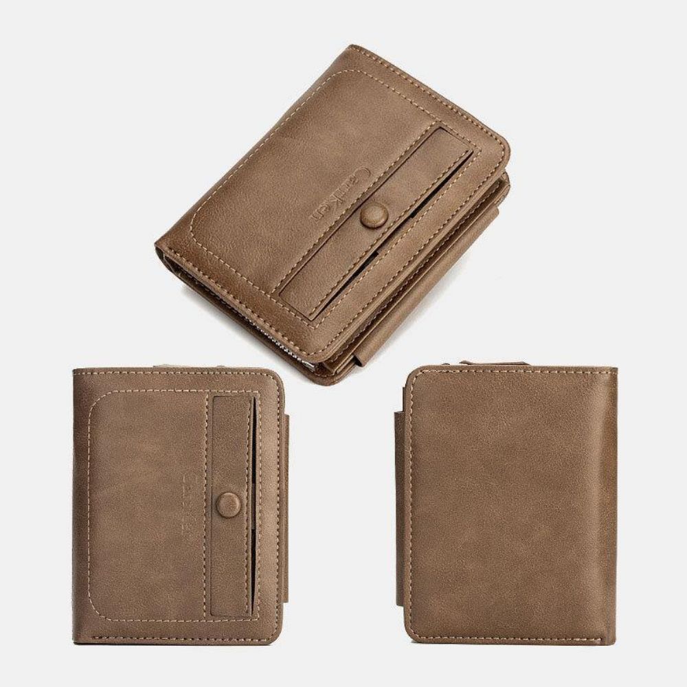 Herren Kunstleder Retro Business Trifold Multi-Slot Kartenhalter Geldbörse