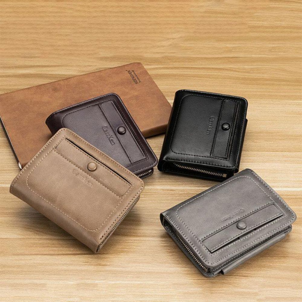 Herren Kunstleder Retro Business Trifold Multi-Slot Kartenhalter Geldbörse