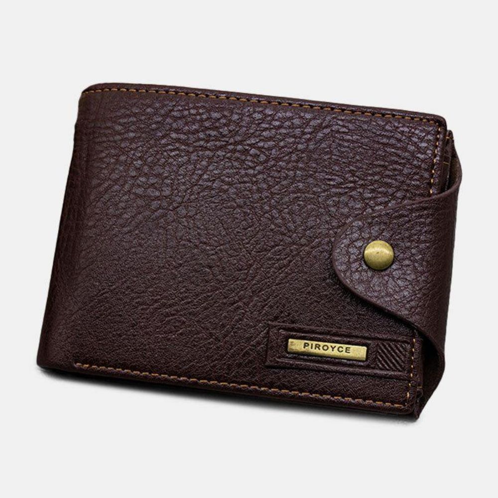 Herren Pu Leder Trifold Hasp Große Kapazität Retro Casual Kartenhalter Münzgeldbörse