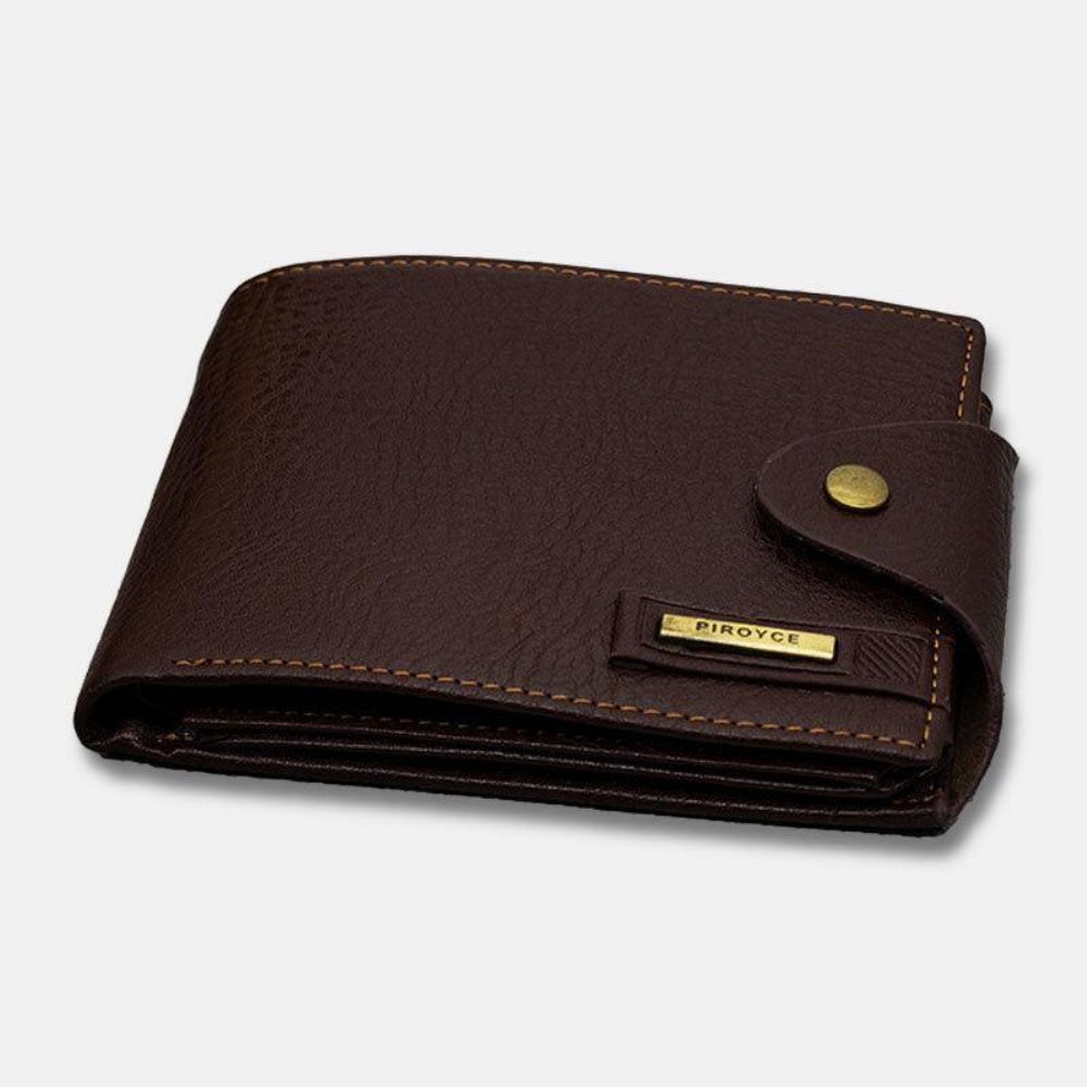 Herren Pu Leder Trifold Hasp Große Kapazität Retro Casual Kartenhalter Münzgeldbörse