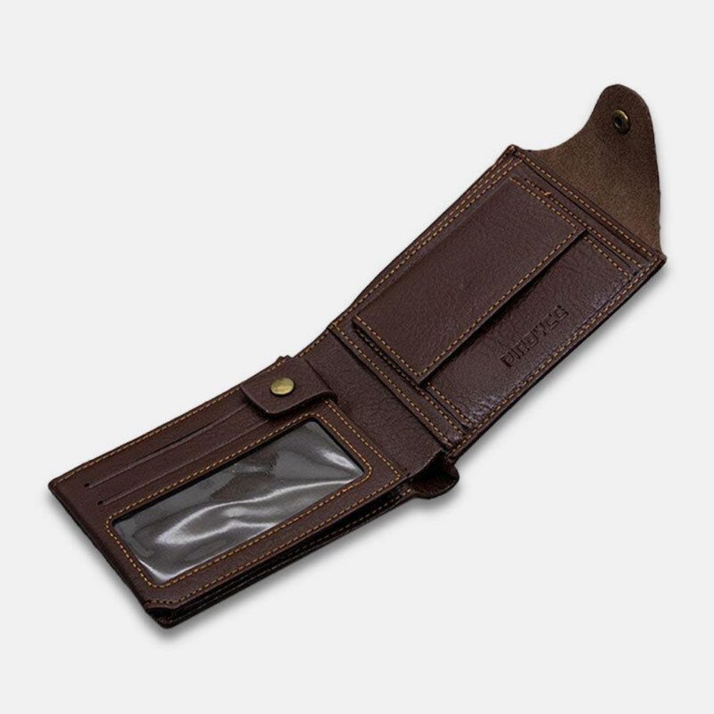 Herren Pu Leder Trifold Hasp Große Kapazität Retro Casual Kartenhalter Münzgeldbörse