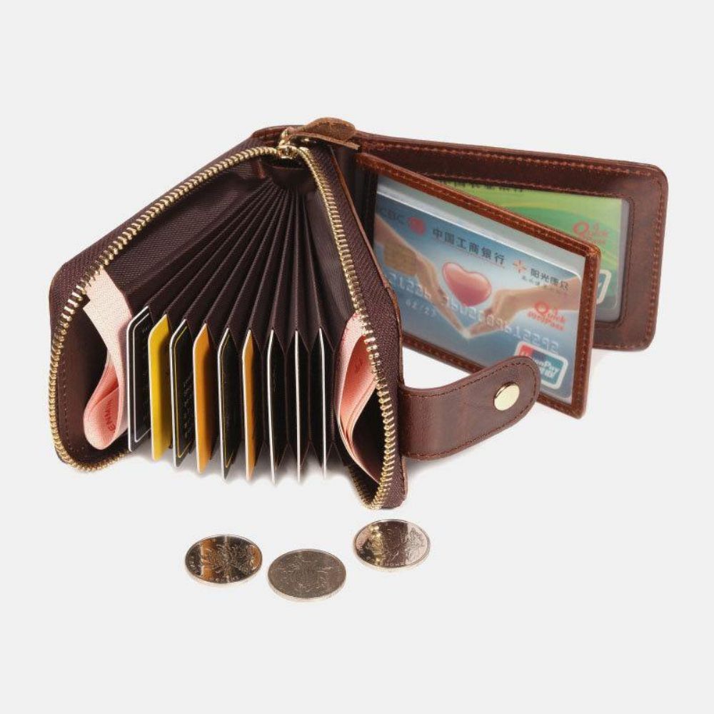 Männer Echtes Leder Anti-Diebstahl-Multi-Slot-Hand-Carry-Geldbörse Card Wallet