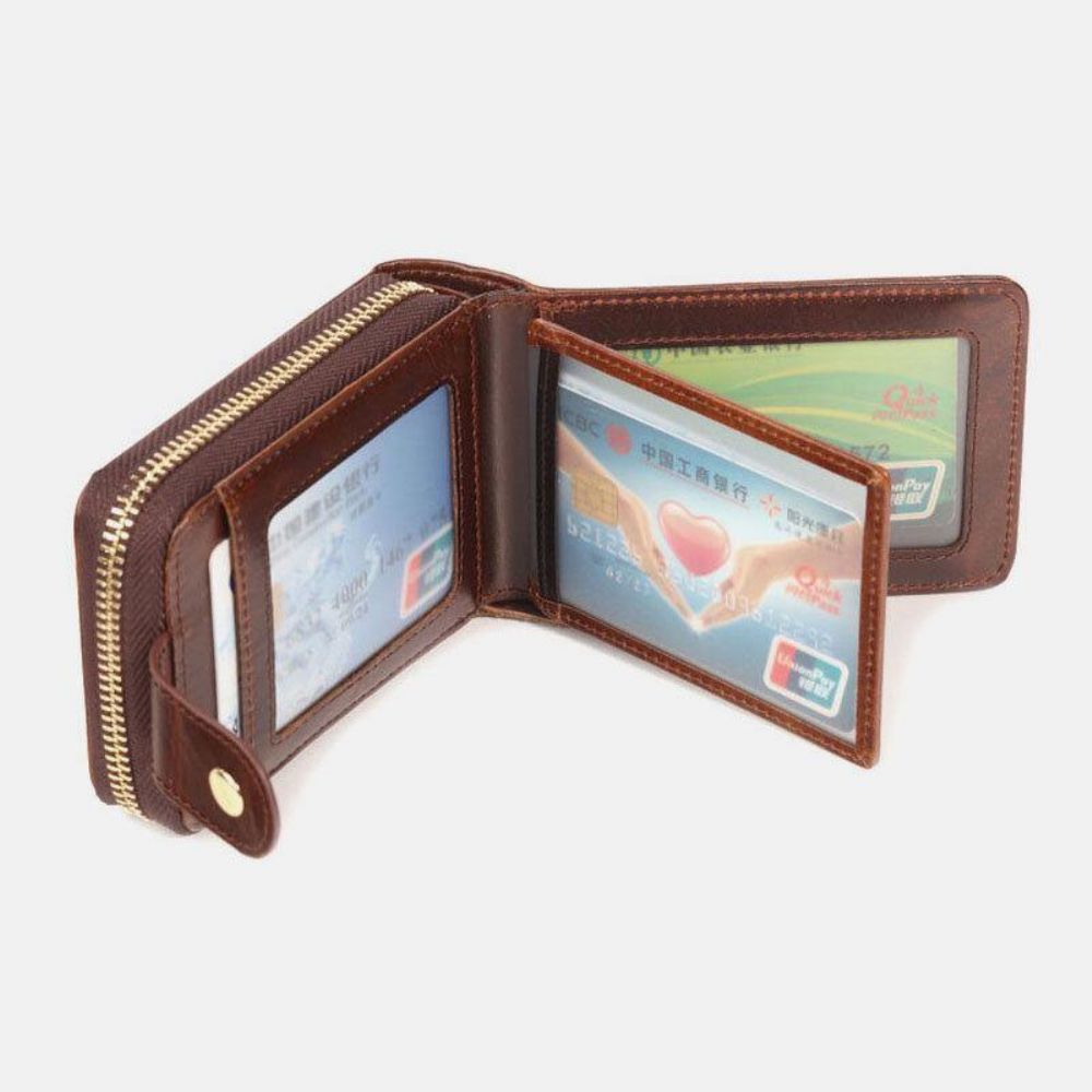 Männer Echtes Leder Anti-Diebstahl-Multi-Slot-Hand-Carry-Geldbörse Card Wallet