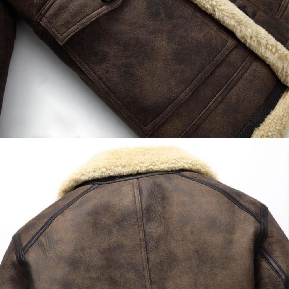 Charmkpr Herren Bikerjacke Big Pocket Shearling Kunstleder