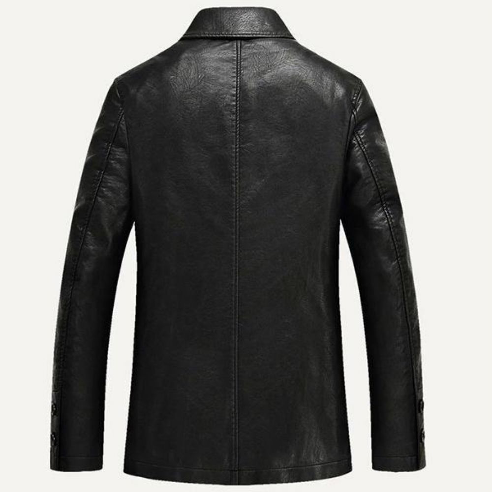 Kunstlederjacke Winter Plus Dicker Einreihiger Pu-Business-Casual-Blazer Für Herren