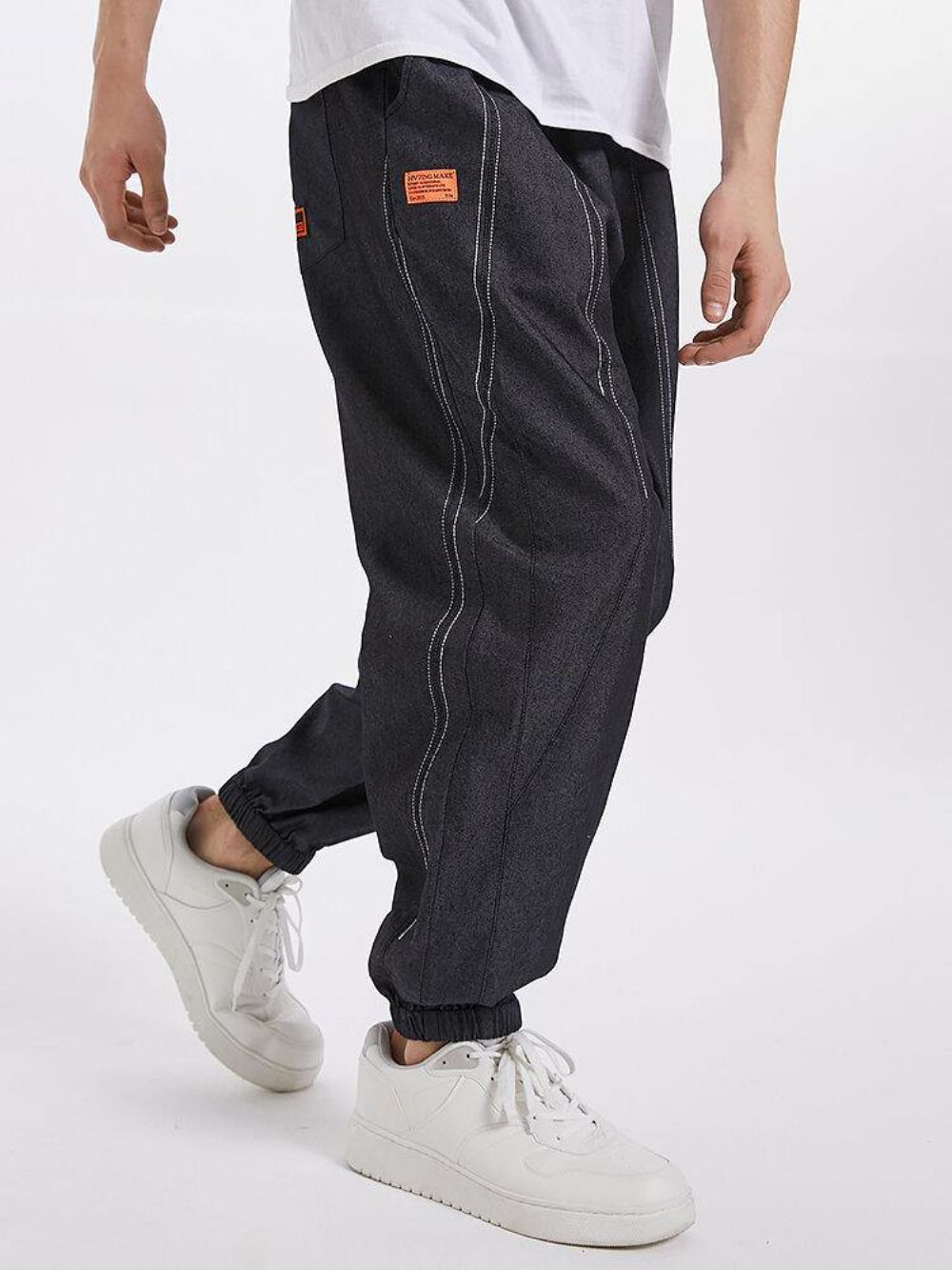 Elastische Knöchellange Hose Mit Kordelzug Und Nahtdetail Für Herren