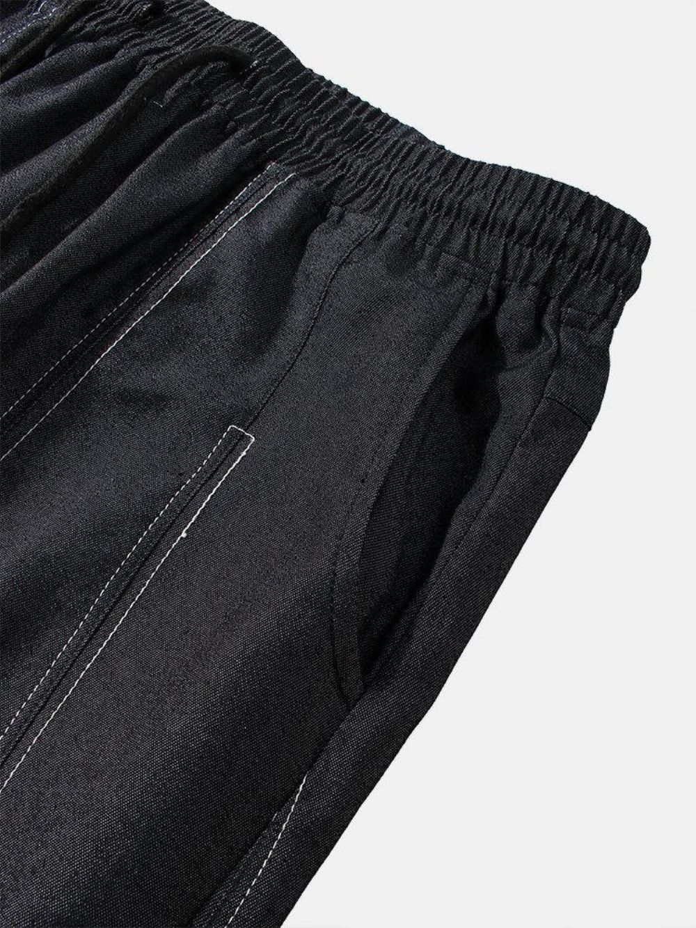 Elastische Knöchellange Hose Mit Kordelzug Und Nahtdetail Für Herren