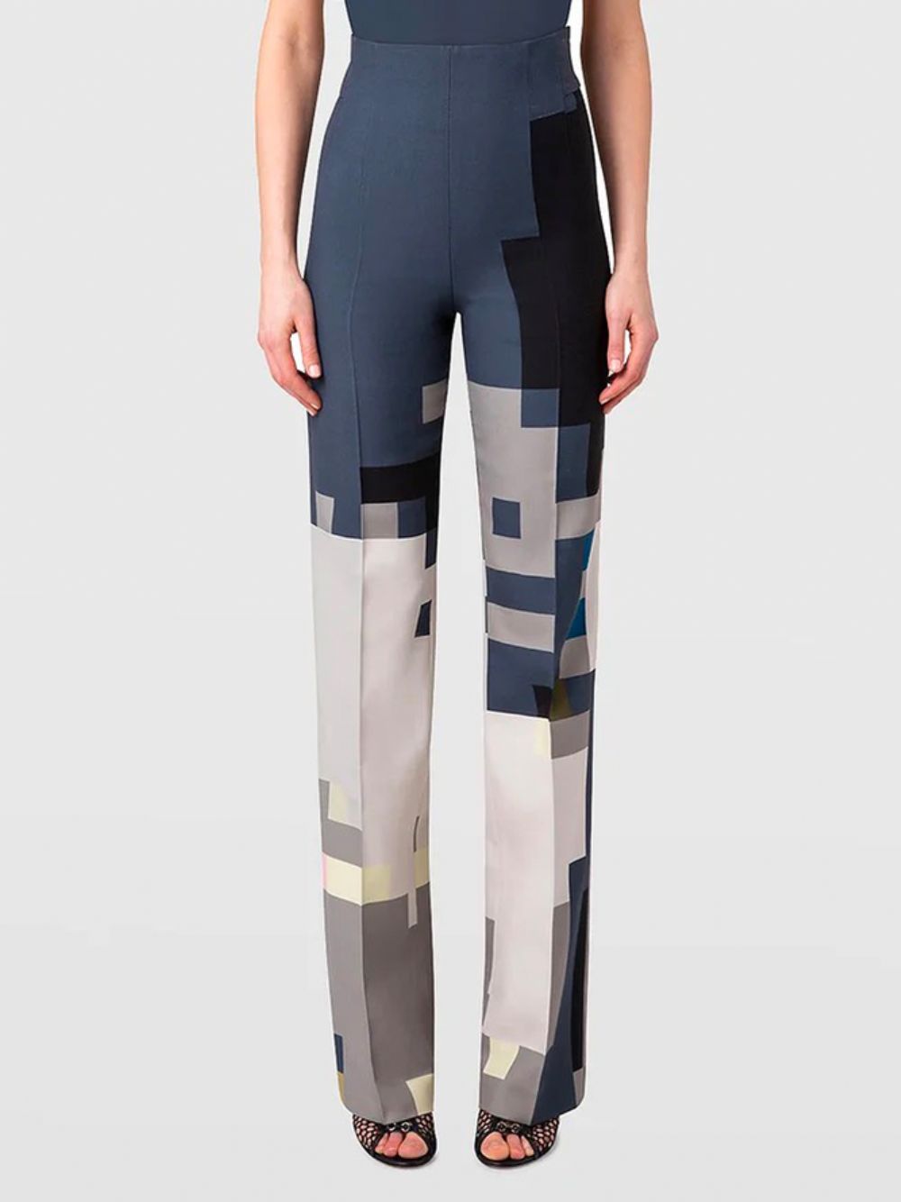 H-Line Commuting Geometric Urban Fashion Pants Mit Hoher Taille