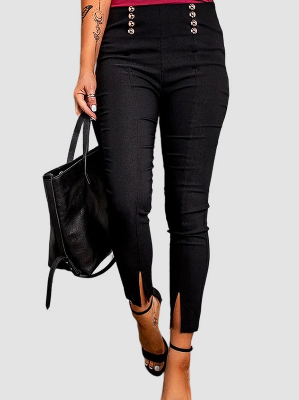 Herbst Hochelastische H-Line Plain Daily Leggings Slim Fit Hose