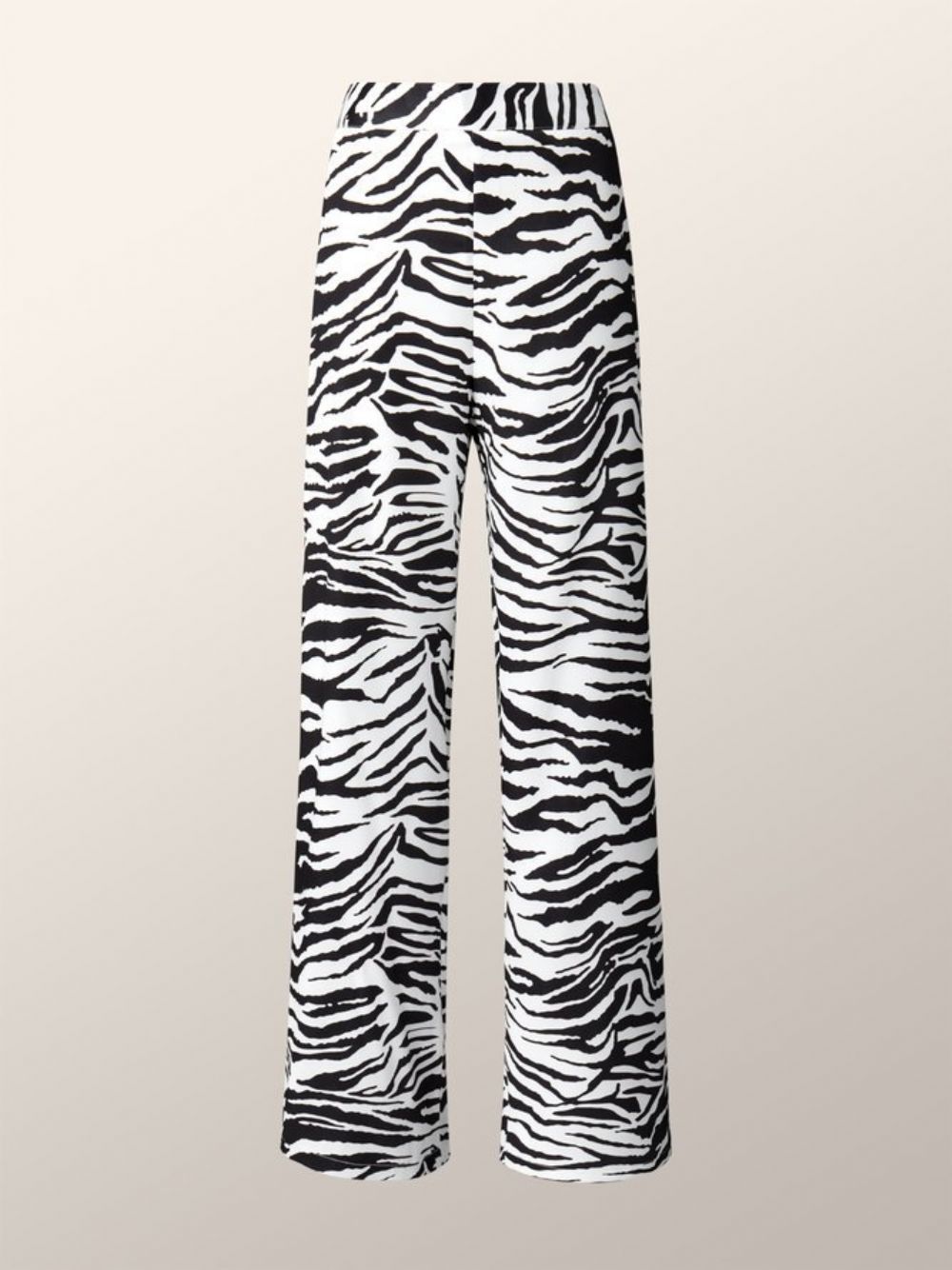 Lange Hose Mit Weitem Bein In Zebra-Optik Und Normaler Passform