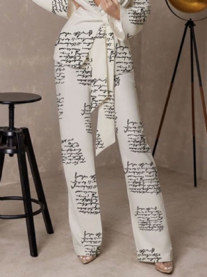 Tägliche High Waist Text Letters Urban Fashion Pants