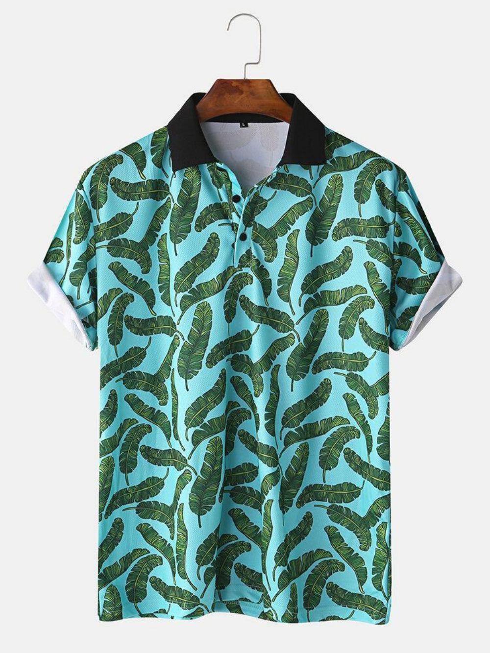 Herren Casual Holiday Banana Leaf Print Golfhemd