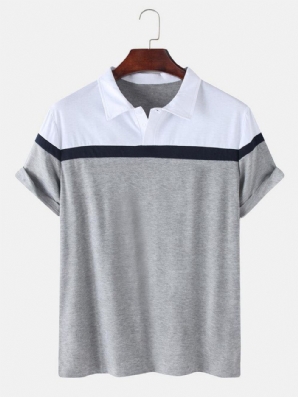 Herren-Colorblock-Casual-Sport-Kurzarm-Golfshirts