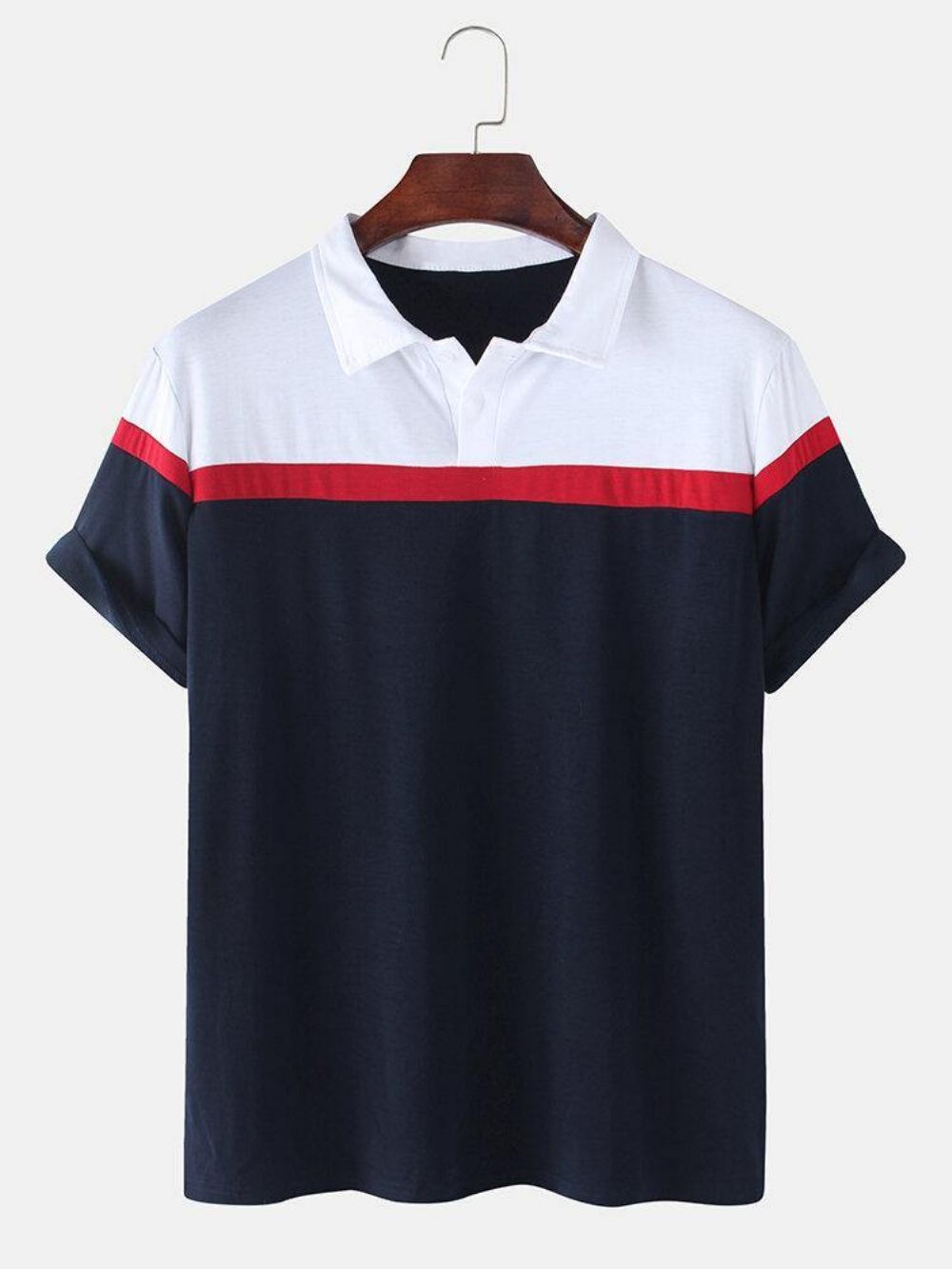 Herren-Colorblock-Casual-Sport-Kurzarm-Golfshirts