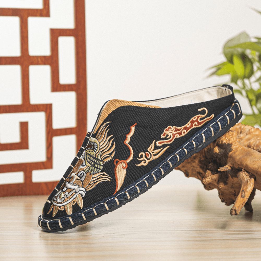 Atmungsaktive Rutschfeste Alte Peking-Slip-On-Bequeme Leinenschuhe Für Herren Lässige Hausschuhe