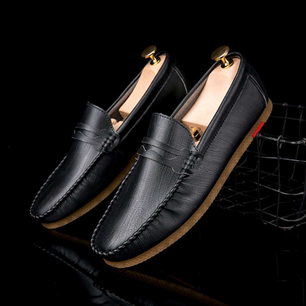 Herren Mikrofaser Atmungsaktiver Bequemer Unterer Slip On Driving Loafers Lässige Lederschuhe