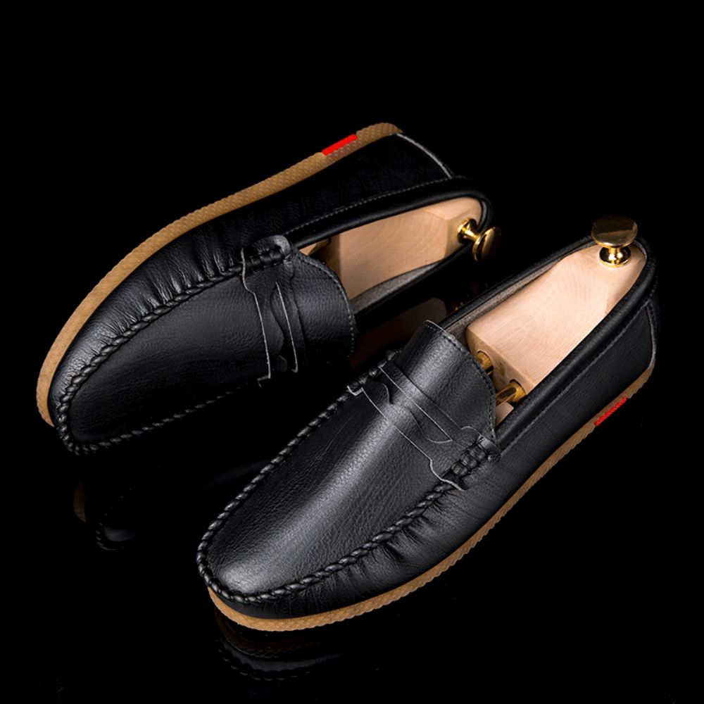 Herren Mikrofaser Atmungsaktiver Bequemer Unterer Slip On Driving Loafers Lässige Lederschuhe