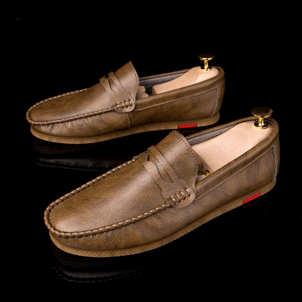 Herren Mikrofaser Atmungsaktiver Bequemer Unterer Slip On Driving Loafers Lässige Lederschuhe