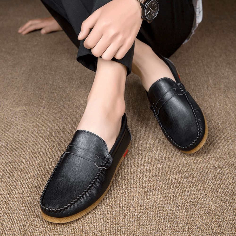 Herren Mikrofaser Atmungsaktiver Bequemer Unterer Slip On Driving Loafers Lässige Lederschuhe