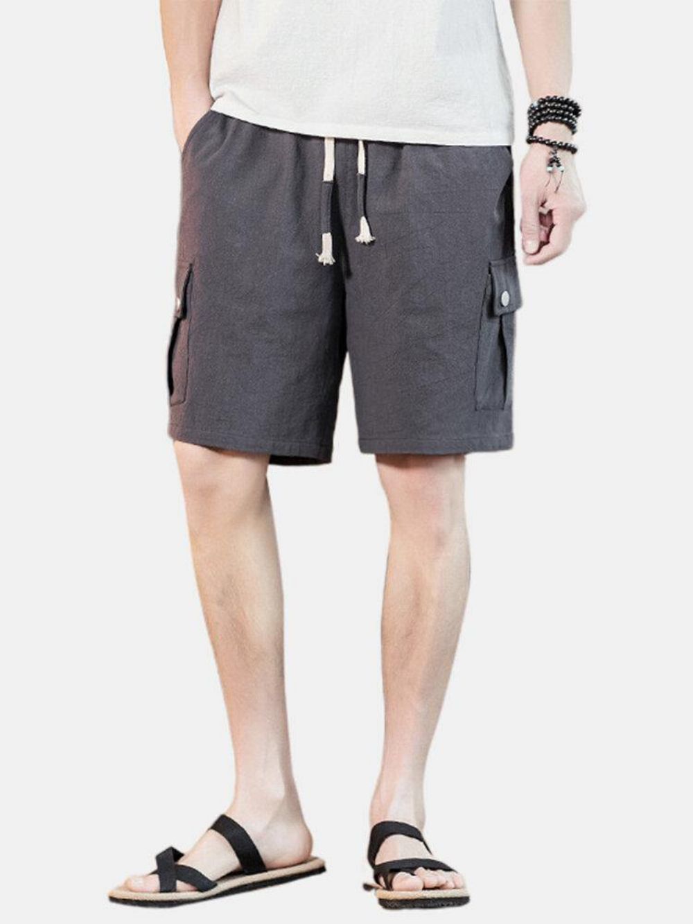 4 Farben Herren Einfarbig Kordelzug Lässige Shorts Mit Tasche