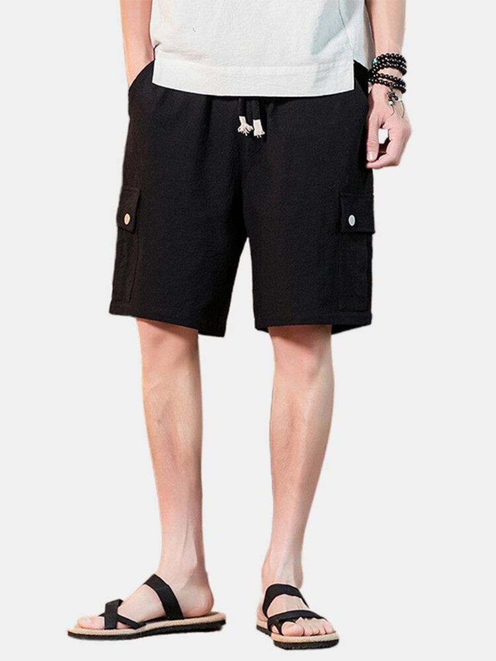 4 Farben Herren Einfarbig Kordelzug Lässige Shorts Mit Tasche