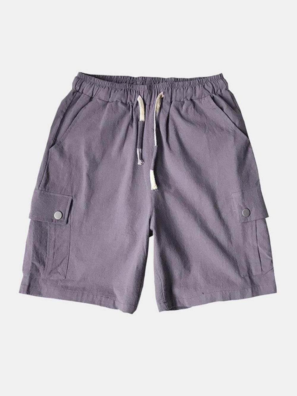 4 Farben Herren Einfarbig Kordelzug Lässige Shorts Mit Tasche