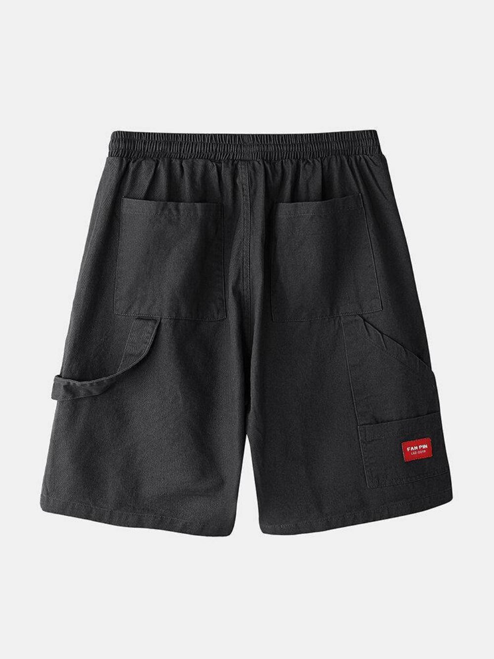 Einfarbige Herren-Shorts Aus Baumwolle Mit Mehreren Taschen Und Losem Kordelzug