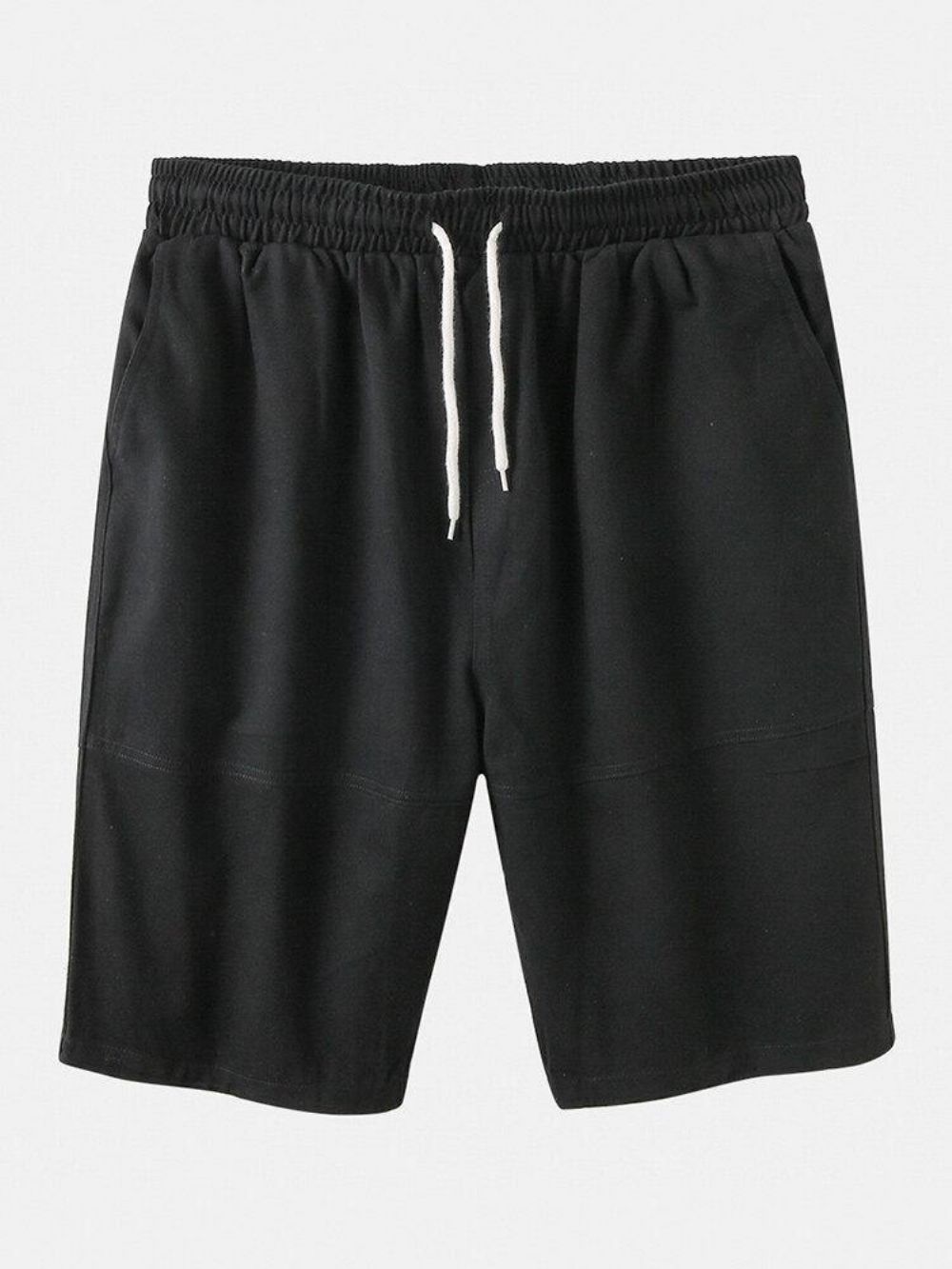 Einfarbige Herren-Shorts Mit Kordelzug Und Mehreren Taschen Aus Baumwolle