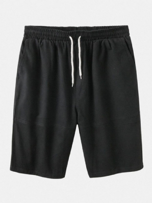 Einfarbige Herren-Shorts Mit Kordelzug Und Mehreren Taschen Aus Baumwolle