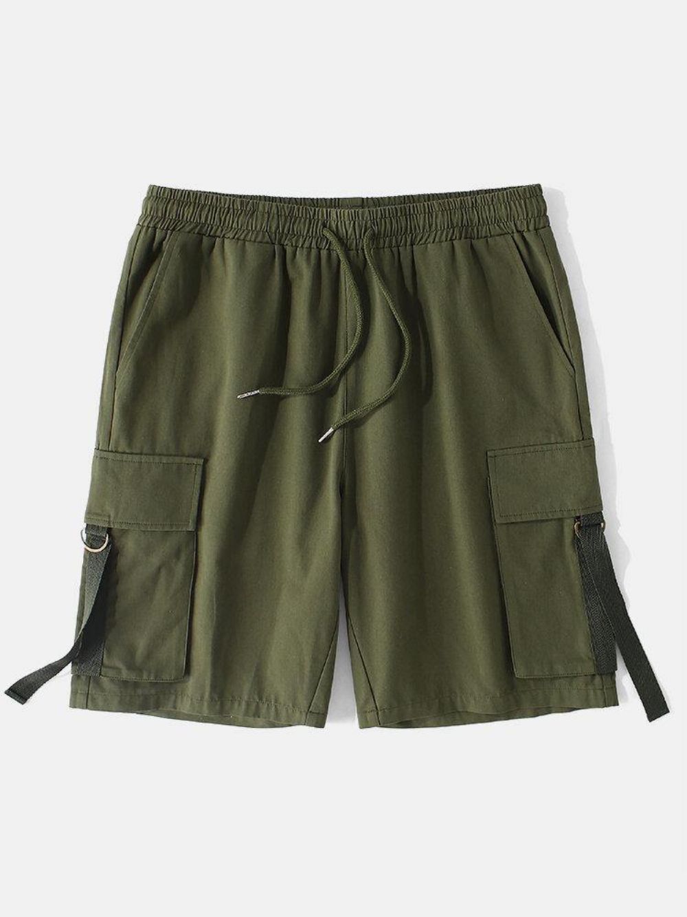 Herren-Arbeitsshorts Aus 100 % Baumwolle Mit Mehreren Taschen Kordelzug Und Elastischer Taille