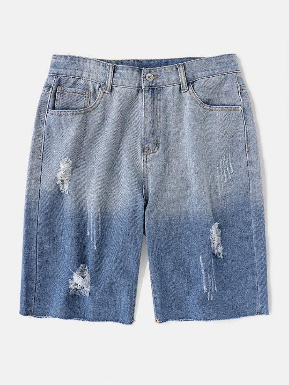 Herren-Denim-Taschen Mit Farbverlauf Lockere Bequeme Lässige Shorts