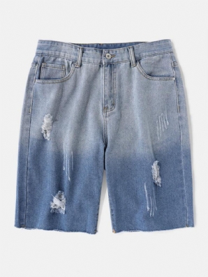 Herren-Denim-Taschen Mit Farbverlauf Lockere Bequeme Lässige Shorts