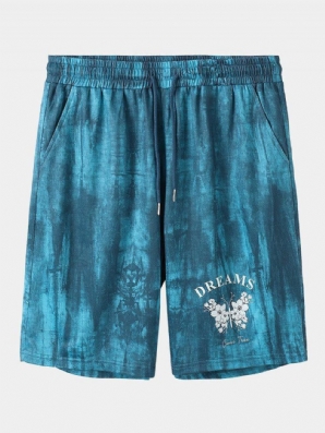 Herren-Shorts Mit Elastischer Taille Und Batik-Blumendruck