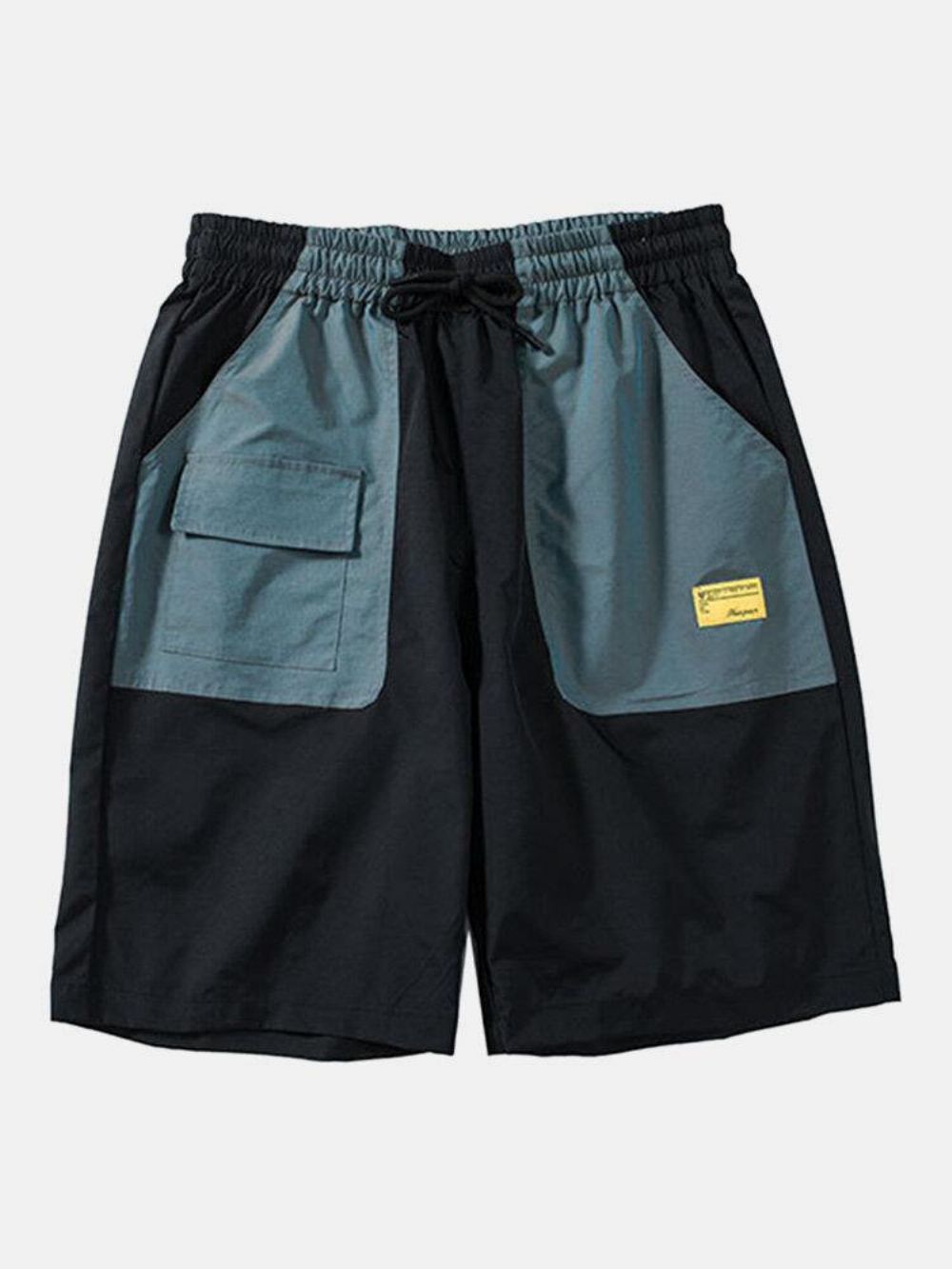 Lässige Cargo-Shorts Mit Elastischer Taille Und Farbblocktaschen Für Herren