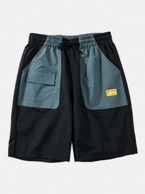 Lässige Cargo-Shorts Mit Elastischer Taille Und Farbblocktaschen Für Herren