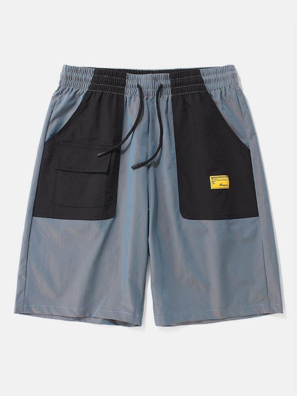 Lässige Cargo-Shorts Mit Elastischer Taille Und Farbblocktaschen Für Herren