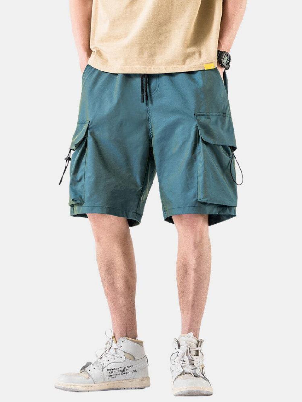 Lässige Herren-Cargo-Shorts Mit Großen Taschen Und Kordelzug