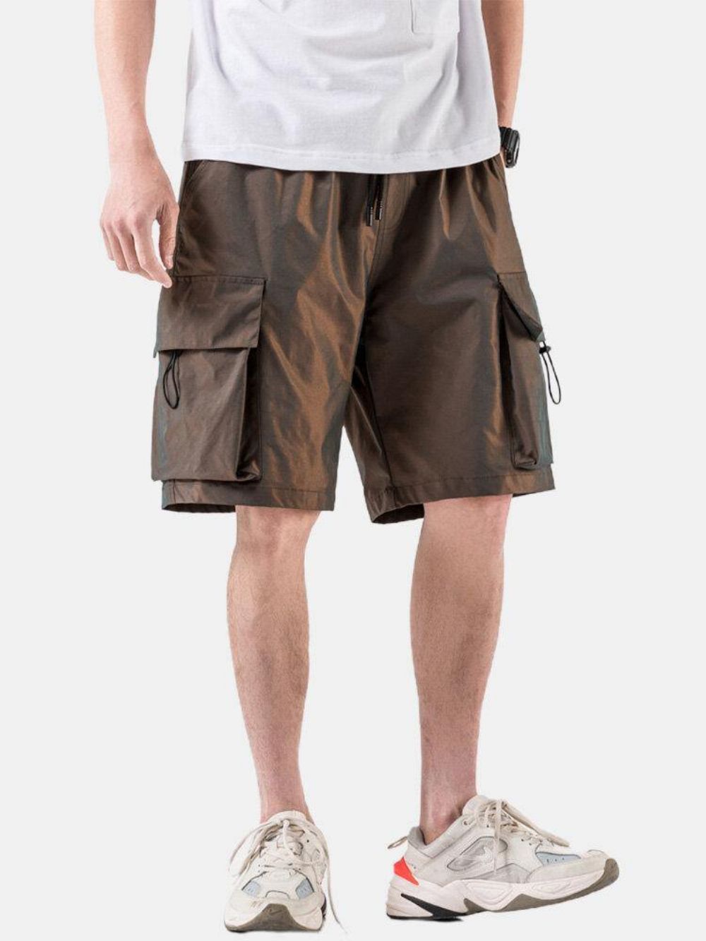 Lässige Herren-Cargo-Shorts Mit Großen Taschen Und Kordelzug